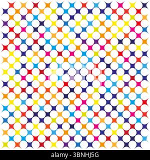 Dot matrix icon. Vibrant circle grid. Rainbow Vector pattern. Multicolor point field. Stock Vector