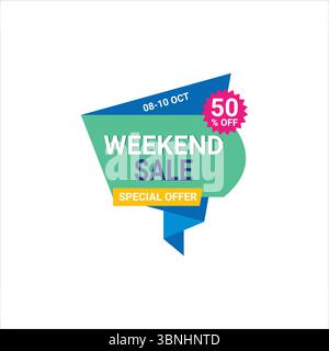 "Weekend Sale 50% Off – Special Offer from 08-10 October" Stock Vector
