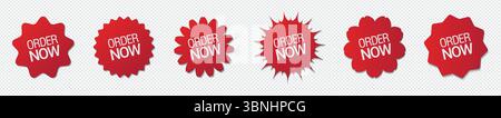 "Red Order Now Banners: Urgent Call to Action for Online Purchases" Stock Vector
