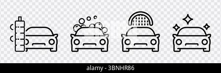 "Car Wash Icons Collection - Soap, Bubbles, and Shiny Clean Car Symbols" Stock Vector