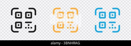 "QR Code Icons - Black, Yellow, and Blue Designs for Digital Scanning" Stock Vector