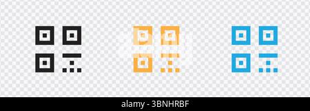 "QR Code Icons - Black, Yellow, and Blue Designs for Digital Scanning" Stock Vector