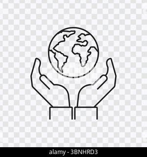 Earth in Hands Line Icon Design Stock Vector