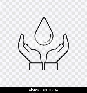 Water Drop in Hands Line Icon Design Stock Vector