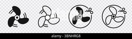 "Fan Icons Collection - Blades and Circular Designs for Cooling and Airflow" Stock Vector