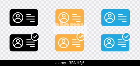 "ID Card Icons - Profile, Verification, and User Information Symbols" Stock Vector