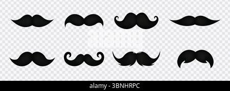 "Mustache Icons Collection - Different Styles and Shapes" Stock Vector