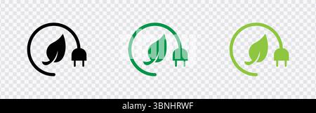 "Eco-Friendly Leaf and Plug Icons for Green Energy and Sustainability" Stock Vector