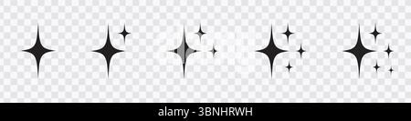 "Star Sparkle Icons in Black, White, and Yellow for Design Projects" Stock Vector