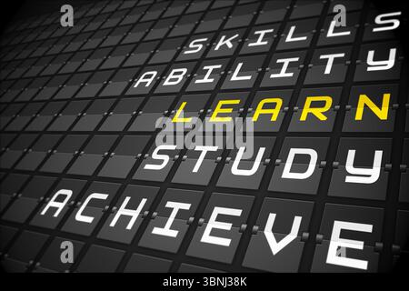 Learn buzzwords on black mechanical board Stock Photo