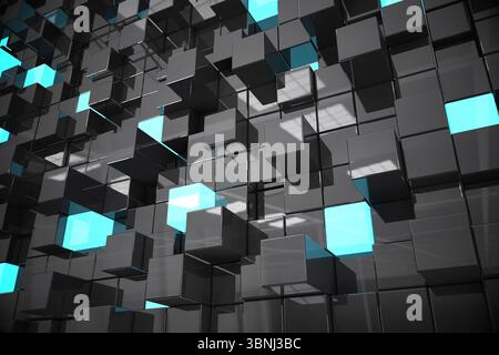 Blue and black tile design Stock Photo
