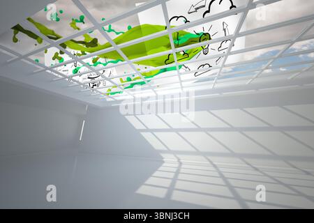 Business papers flying past window Stock Photo - Alamy
