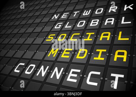 Social media buzzwords on black mechanical board Stock Photo