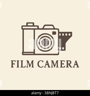 Capture Moments Iconic Film Camera Emblem for Photography Enthusiasts Stock Vector