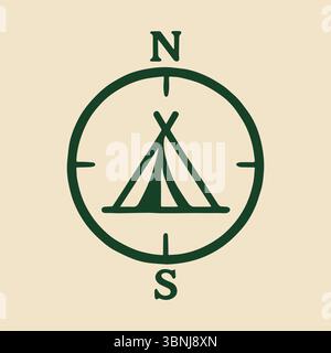 Adventure Awaits Discover Your Path with Our Camping Compass Design Stock Vector