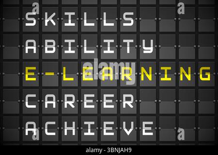 Elearning buzzwords on black mechanical board Stock Photo