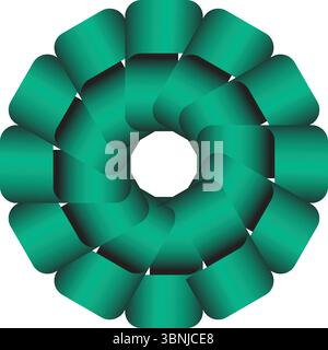 A captivating geometric design featuring a spiral arrangement of green shapes against a white background. Stock Vector