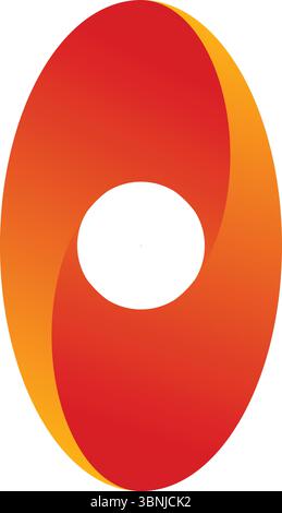 A vibrant digital illustration of a swirling red and orange oval shape with a central white space, creating a dynamic, energetic pattern on a white ba Stock Vector