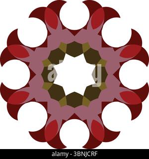 A captivating geometric design featuring a star pattern with bold red shapes and brown accents against a white background. Stock Vector