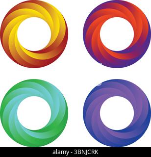 A vibrant digital illustration of a swirling ring with a gradient from golden yellow to warm orange on a white background, conveying motion and depth. Stock Vector