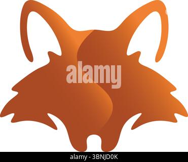A modern abstract graphic of a fox head with fluid orange and brown gradient shapes, isolated on a white background. Stock Vector
