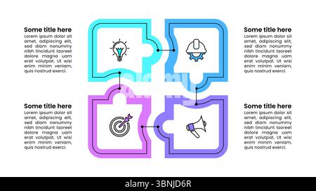 Infographic template with icons and 4 options or steps. Puzzle. Can be used for workflow layout, banner, diagram, webdesign. Vector illustration Stock Vector