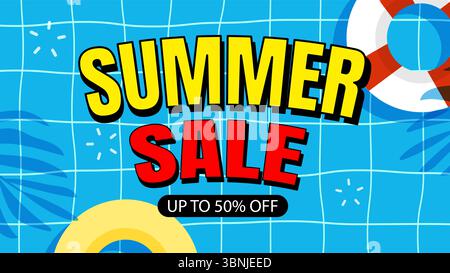 Summer sale poster banner templates for advertising. Big sale flyers with tropical and beach elements. Stock Vector