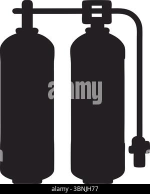 Fire Extinguisher Silhouette Vector, Black Safety Equipment Clipart, Isolated Icon, Emergency Tool, Simple Outline, Protection, Industrial, Security. Stock Vector