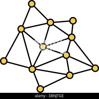 Distributed network and node structure isometric line icon with interconnected points and lines, Vector Illustration Stock Vector