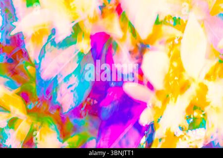 Abstract chromadynamics composition featuring vivid shades of pink, yellow, and blue, creating a dynamic and energetic visual experience through vibra Stock Photo