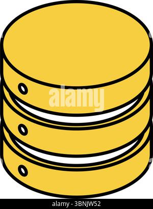 Data server isometric line icon with stacked cylindrical shape representing database or storage, Vector Illustration Stock Vector