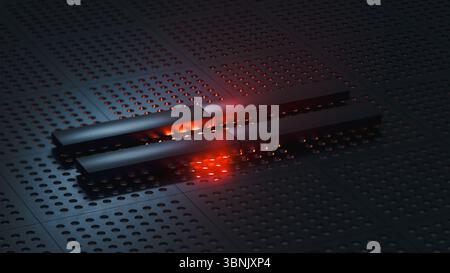 Innovative design features a metallic surface with illuminated sections, showcasing advanced technology and modern aesthetics Stock Photo