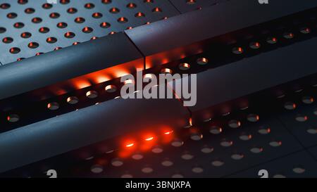 Innovative design features a metallic surface with illuminated sections, showcasing advanced technology and modern aesthetics Stock Photo