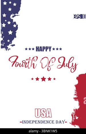 Happy 4th of July USA Independence Day Modern Typescript Text USA Abstract Flag Template Stock Vector