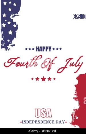 Happy 4th of July USA Independence Day Modern Typescript Text USA Abstract Flag Template Stock Vector