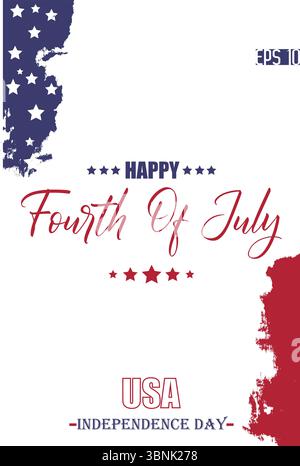 Happy 4th of July USA Independence Day Modern Typescript Text USA Abstract Flag Template Stock Vector