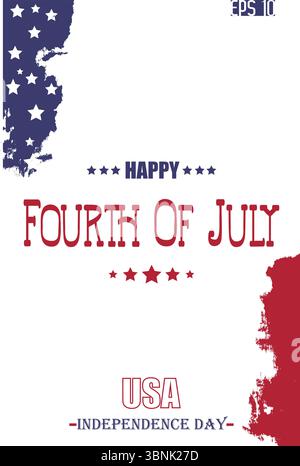 Happy 4th of July USA Independence Day Modern Typescript Text USA Abstract Flag Template Stock Vector