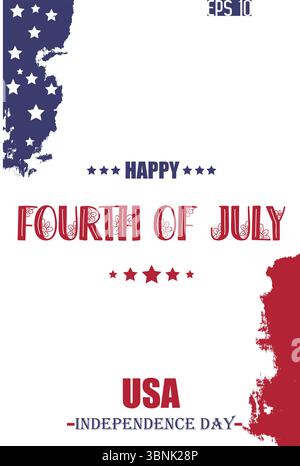 Happy 4th of July USA Independence Day Modern Typescript Text USA Abstract Flag Template Stock Vector
