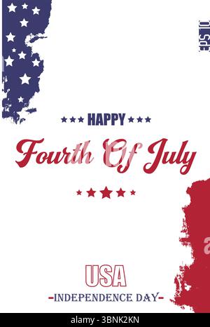 Happy 4th of July USA Independence Day Modern Typescript Text USA Abstract Flag Template Stock Vector
