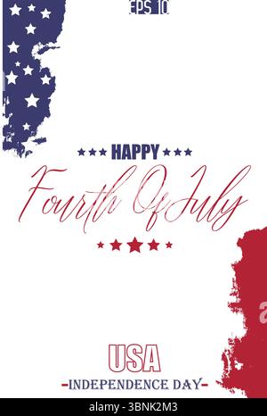 Happy 4th of July USA Independence Day Modern Typescript Text USA Abstract Flag Template Stock Vector
