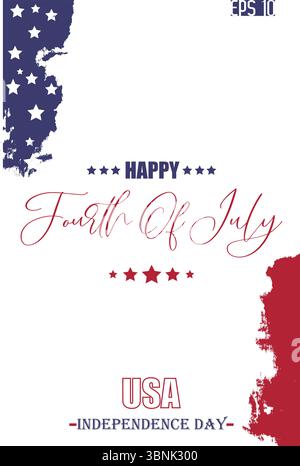 Happy 4th of July USA Independence Day Modern Typescript Text USA Abstract Flag Template Stock Vector
