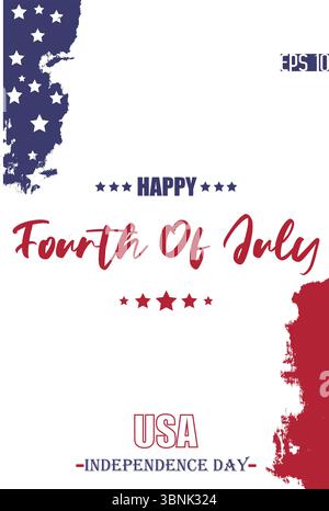 Happy 4th of July USA Independence Day Modern Typescript Text USA Abstract Flag Template Stock Vector