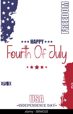 Happy 4th of July USA Independence Day Modern Typescript Text USA Abstract Flag Template Stock Vector