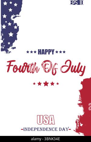 Happy 4th of July USA Independence Day Modern Typescript Text USA Abstract Flag Template Stock Vector