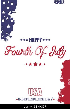 Happy 4th of July USA Independence Day Modern Typescript Text USA Abstract Flag Template Stock Vector