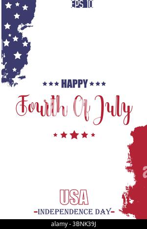Happy 4th of July USA Independence Day Modern Typescript Text USA Abstract Flag Template Stock Vector