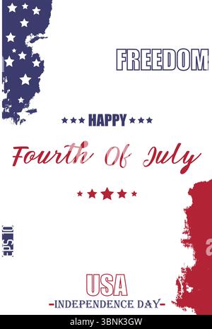 Happy 4th of July USA Independence Day Modern Typescript Text USA Abstract Flag Template Stock Vector