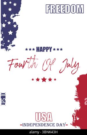 Happy 4th of July USA Independence Day Modern Typescript Text USA Abstract Flag Template Stock Vector