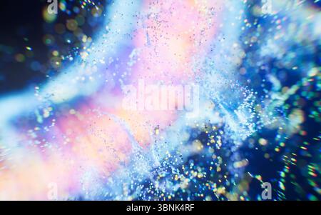 Flowing wave particles background, 3d rendering. 3D illustration. Stock Photo
