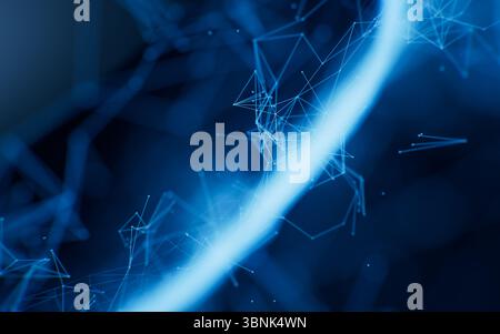 Flowing wave particles background, 3d rendering. 3D illustration. Stock Photo